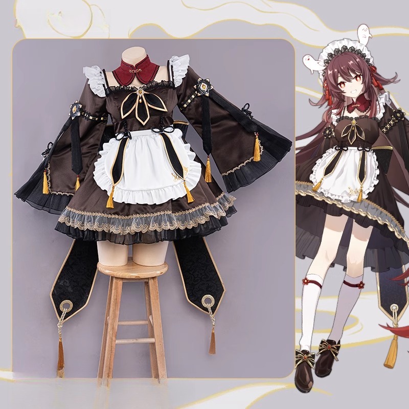 Anime Cosplay Maid - Игра Genshin Impact Hu Tao Maid